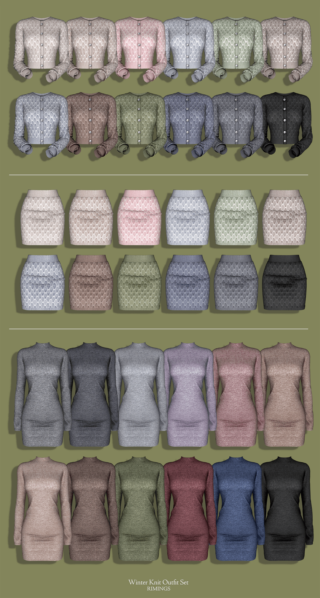 Галерея мода Сет одежды Winter Knit Outfit Set #1